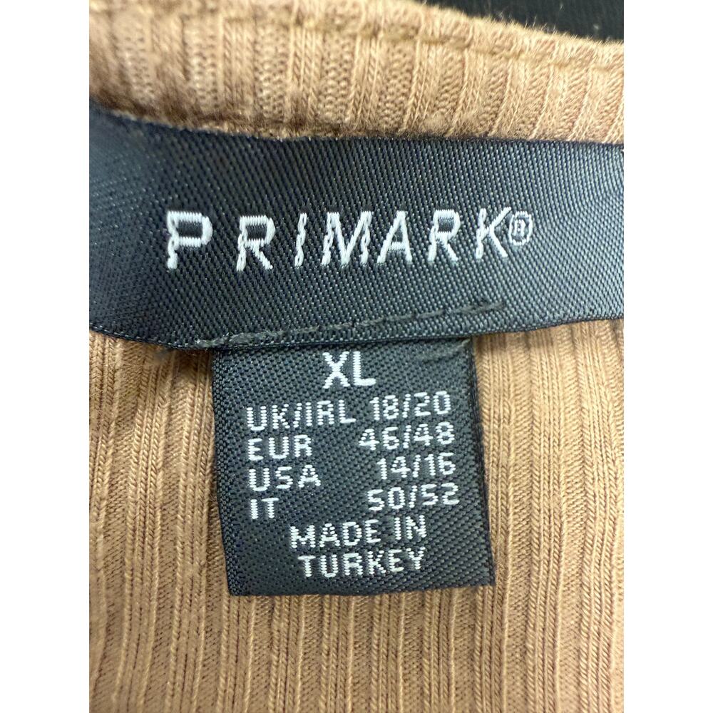 Primark Womens XL Cardigan Blue Long Sleeve Tie Tan Brown Hem Shawl - Picture 2 of 4